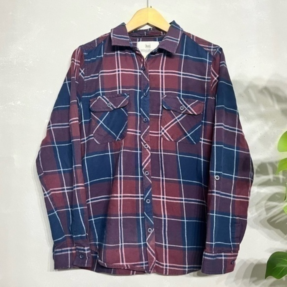 3/$30 _  WINDRIVER | vintage red blue plaid long  sleeve comfy Women’s - Large